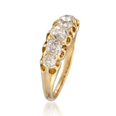 C. 1900 Vintage 1.10 ct. t.w. 5-Stone Diamond Ring in 18kt Yellow Gold Circa 1990 Mounting. Size 7 &mdash; Alt Image 3