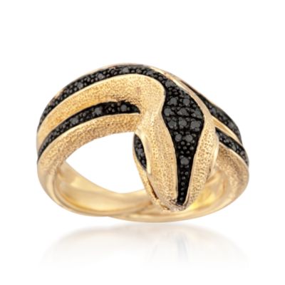 .10 ct. t.w. Black Diamond Snake Ring in 18kt Gold Over Sterling &mdash; Alt Image 1
