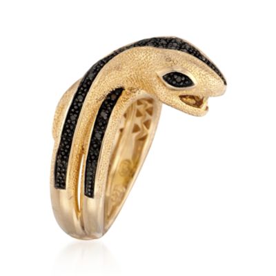 .10 ct. t.w. Black Diamond Snake Ring in 18kt Gold Over Sterling &mdash; Alt Image 3