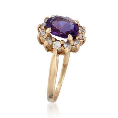 C. 1970 Vintage 1.10 Carat Amethyst and .40 ct. t.w. Diamond Ring in 14kt Yellow Gold. Size 7.25 &mdash; Alt Image 3