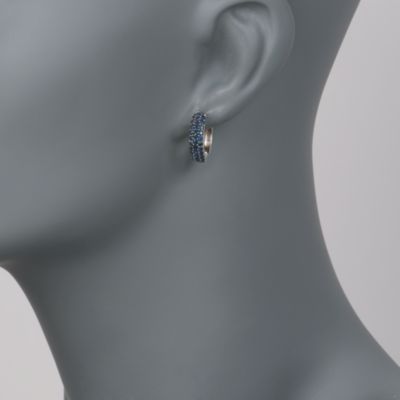 C. 1980 Vintage 1.50 ct. t.w. Sapphire Hoop Earrings in 14kt White Gold &mdash; Alt Image 2
