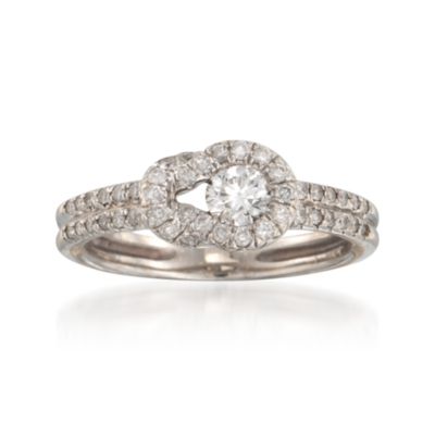 C. 2000 Vintage .50 ct. t.w. Diamond Buckle Ring in 14kt White Gold. Size 4.75 &mdash; Alt Image 1