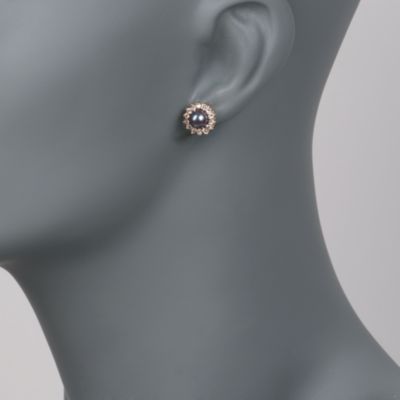 C. 2000 Vintage 5.5-6mm Gray Cultured Pearl and .50 ct. t.w. Diamond Stud Earrings in 14kt Yellow Gold &mdash; Alt Image 2