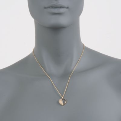 C. 1980 Vintage .75 ct. t.w. Sapphire and .25 ct. t.w. Diamond Heart Pendant Necklace in 14kt Yellow Gold. 18" &mdash; Alt Image 2