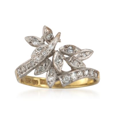 C. 1930 Vintage .25 ct. t.w. Diamond Floral Ring in 14kt Two-Tone Gold. Size 5 &mdash; Alt Image 1