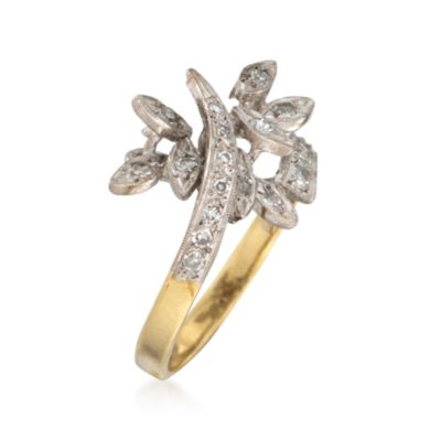 C. 1930 Vintage .25 ct. t.w. Diamond Floral Ring in 14kt Two-Tone Gold. Size 5 &mdash; Alt Image 3