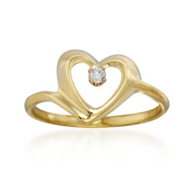 C. 1991. Vintage Tiffany Open Heart Jewelry Solitaire Ring in 18kt Yellow Gold. Size 5.5 &mdash; Alt Image 1