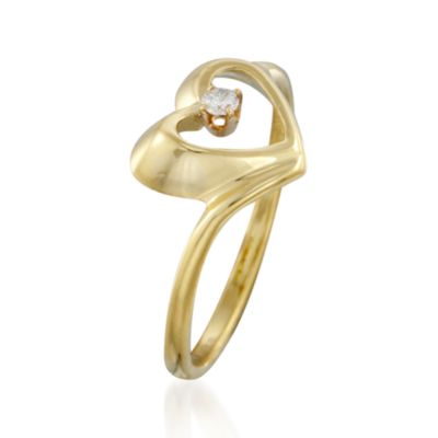C. 1991. Vintage Tiffany Open Heart Jewelry Solitaire Ring in 18kt Yellow Gold. Size 5.5 &mdash; Alt Image 3