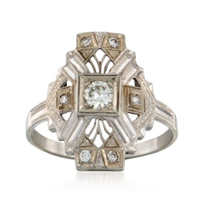 C. 1970 Vintage .26 ct. t.w. Diamond Dinner Ring in 18kt White Gold. Size 6.5 &mdash; Alt Image 1