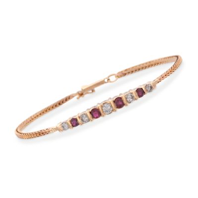 C. 1970 Vintage .95 ct. t.w. Ruby and .75 ct. t.w. Diamond Bracelet in 14kt Yellow Gold. 6.75" &mdash; Alt Image 1