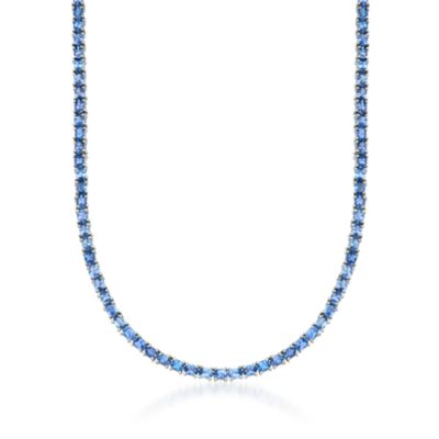 19.80 ct. t.w. Tanzanite Tennis Necklace in Sterling Silver. 18" &mdash; Alt Image 1
