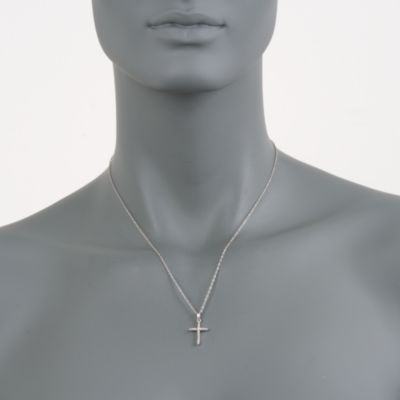 C. 2000 Vintage .15 ct. t.w. Diamond Cross Necklace in 14kt White Gold. 18" &mdash; Alt Image 2