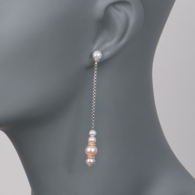 C. 2000 Vintage David Yurman 4.5-6mm Cultured Pearl Drop Earrings in Two-Tone &mdash; Alt Image 2
