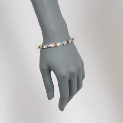 C. 1980 Vintage 10.80 ct. t.w. Multi-Gem Bracelet With Diamonds in 14kt Yellow Gold. 7.5" &mdash; Alt Image 2