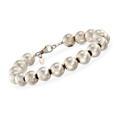 C. 2000 Vintage Tiffany Jewelry Sterling Silver Bead Bracelet. 7.5" &mdash; Alt Image 1