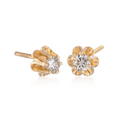 C. 1970. Vintage .20 ct. t.w. Diamond Floral Stud Earrings in 14kt Yellow Gold &mdash; Alt Image 3