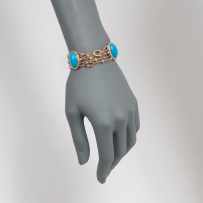 Turquoise and 180.00 ct. t.w. Citrine Chain Bracelet With Diamonds in 18kt Yellow Gold. 7" &mdash; Alt Image 2