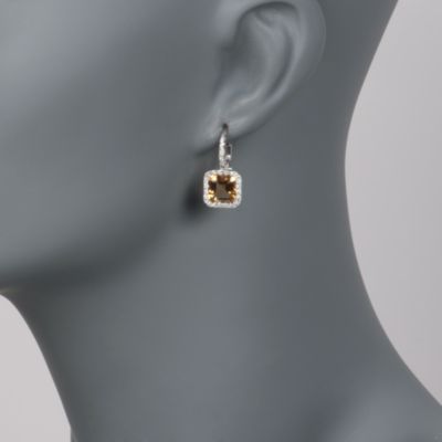 4.30 ct. t.w. Citrine and .34 ct. t.w. Diamond Drop Earrings in 18kt White Gold &mdash; Alt Image 2