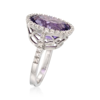 8.50 Carat Amethyst and .24 ct. t.w. Diamond Ring in 18kt White Gold &mdash; Alt Image 3