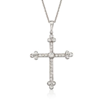 1.16 ct. t.w. Diamond Cross Pendant Necklace in 18kt White Gold. 16" &mdash; Alt Image 1