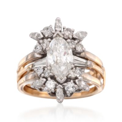 C. 1980 Vintage 2.67 ct. t.w. Diamond Cluster Ring Set in 14kt Two-Tone Gold. Size 6.5 &mdash; Alt Image 1