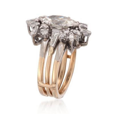 C. 1980 Vintage 2.67 ct. t.w. Diamond Cluster Ring Set in 14kt Two-Tone Gold. Size 6.5 &mdash; Alt Image 3