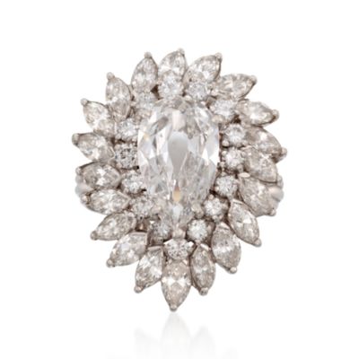 C. 1970 Vintage 5.80 ct. t.w. Diamond Cluster Ring in Platinum. Size 7.5 &mdash; Alt Image 1