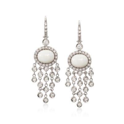 Opal and .96 ct. t.w. Diamond Drop Earrings in 18kt White Gold  &mdash; Alt Image 1