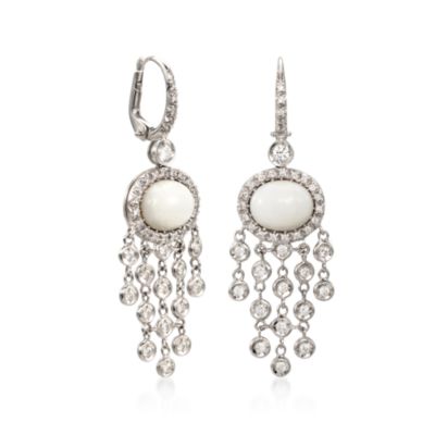 Opal and .96 ct. t.w. Diamond Drop Earrings in 18kt White Gold  &mdash; Alt Image 3