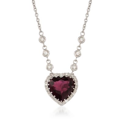 2.76 Carat Pink Tourmaline and .20 ct. t.w. Diamond Heart Pendant Necklace in 18kt White Gold. 16" &mdash; Alt Image 1