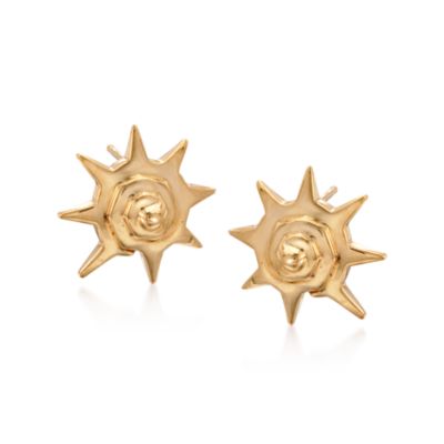 C. 1990 Vintage Tiffany Jewelry 18kt Yellow Gold Star Swirl Earrings &mdash; Alt Image 1
