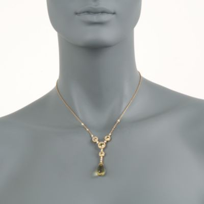 13.55 ct. t.w. Lemon Quartz and .52 ct. t.w. Diamond Y-Necklace in 18kt Yellow Gold. 16.25" &mdash; Alt Image 2