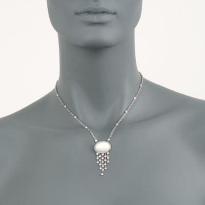 Opal and 1.29 ct. t.w. Diamond Pendant Necklace in 18kt White Gold. 16.25" &mdash; Alt Image 2