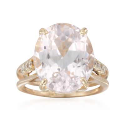 C. 1990 Vintage 8.75 Carat Oval Kunzite and .15 ct. t.w. Diamond Ring in 14kt Yellow Gold. Size 3.5 &mdash; Alt Image 1