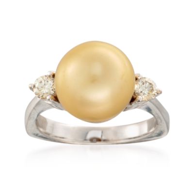 C. 1990 Vintage 11.5mm Cultured South Sea Pearl and .30 ct. t.w. Diamond Ring in 14kt White Gold. Size 7 &mdash; Alt Image 1