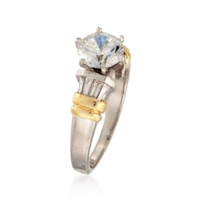 C. 2000 Vintage 1.25 Carat CZ and .25 ct. t.w. Diamond Ring in Two-Tone. Size 5 &mdash; Alt Image 3