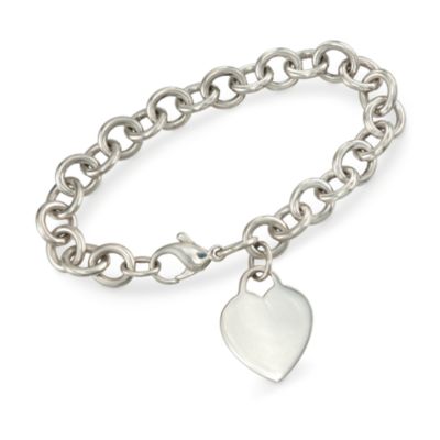 C. 2000 Vintage Tiffany Jewelry Sterling Silver Heart Charm Bracelet. 7.5" &mdash; Alt Image 1