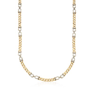 C. 2000 Vintage 14kt Two-Tone Gold Curb Link Chain Necklace. 20.25" &mdash; Alt Image 1
