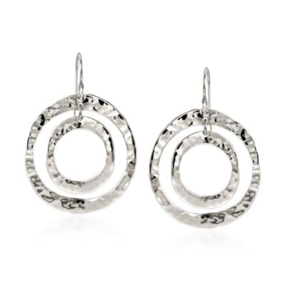 Zina Sterling Silver "Sahara" Double Circle Drop Earrings &mdash; Alt Image 1
