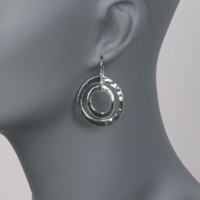 Zina Sterling Silver "Sahara" Double Circle Drop Earrings &mdash; Alt Image 2