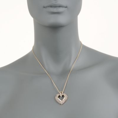 C. 1980 Vintage 2.00 ct. t.w. Diamond Open Heart Pendant Necklace in 10kt Yellow Gold. 18" &mdash; Alt Image 2