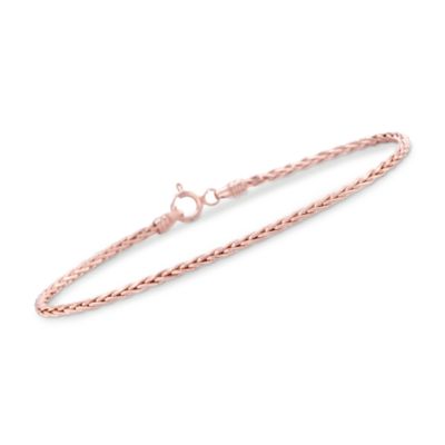 Italian 14kt Rose Gold Conjoined Wheat Bracelet. 7.5" &mdash; Alt Image 1