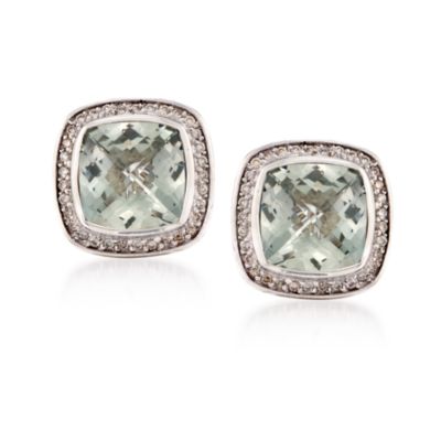 C. 1990 Vintage David Yurman .60 ct. t.w. Green Amethyst Earrings With Diamonds in Sterling Silver &mdash; Alt Image 1