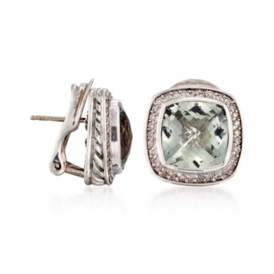 C. 1990 Vintage David Yurman .60 ct. t.w. Green Amethyst Earrings With Diamonds in Sterling Silver &mdash; Alt Image 3