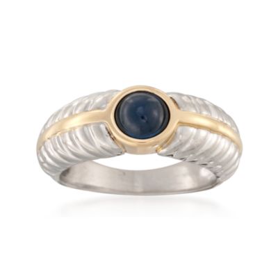 C. 1990 Vintage .55 Carat Sapphire Cabochon Ring in Two-Tone. Size 4.5 &mdash; Alt Image 1