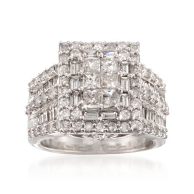 3.02 ct. t.w. Multi-Row Diamond Ring in 14kt White Gold &mdash; Alt Image 1