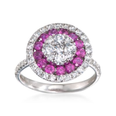 C. 2000 Vintage 1.05 ct. t.w. Ruby and 1.20 ct. t.w. Diamond Ring in 18kt White Gold. Size 6.5 &mdash; Alt Image 1