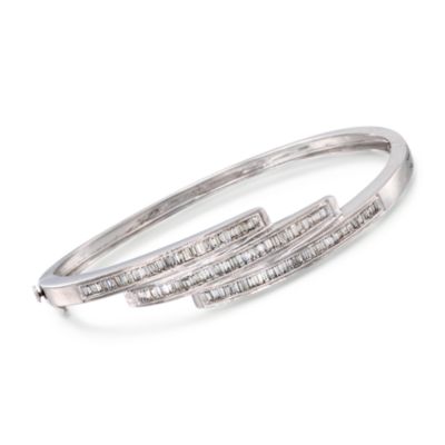 C. 1990 Vintage 2.70 ct. t.w. Diamond Bangle Bracelet in 14kt White Gold. 6.75" &mdash; Alt Image 1