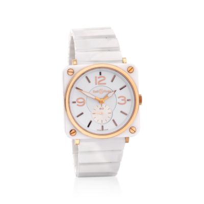 Bell & Ross White Ceramic Aviation Model Watch in 18kt Rose Gold &mdash; Alt Image 1