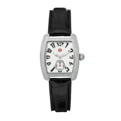 Michele Ladies' Mini Urban Diamond Black Strap Watch &mdash; Alt Image 1